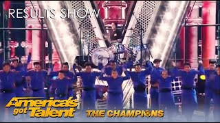 V Unbeatable ft Travis Barker BRING THE HOUSE DOWN on AGT Champions Results Show [upl. by Hime]