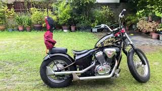 Honda VT600 Shadow fishtail exhaust sounds [upl. by Antonella826]