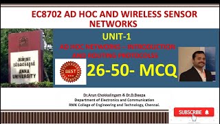 EC8702 AD HOC AND WIRELESS SENSOR NETWORKS UNIT1MCQ PART2 [upl. by Delmore]