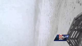 Uncut video Waves crash into Nauset Light staircase [upl. by Aleece]