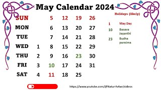 May Calendar 2024 [upl. by Kiernan]