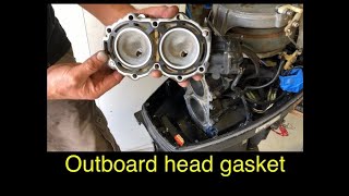 Outboard head gasket replacement [upl. by Iznik705]