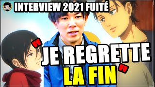 HAJIME ISAYAMA REGRETTE LA FIN DE SHINGEKI NO KYOJIN ISAYAMA INTERVIEW 2021 FR A FUITÉ SNK FIN [upl. by Yesmar]