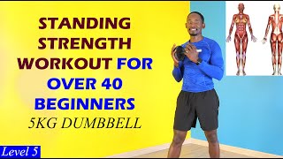 45Minute Standing Strength Training Workout with One Dumbbell for Beginners Over 40 [upl. by Keavy]