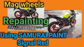 MAGS WHEEL REPAINTINGsamurai paint signal red [upl. by Anawek47]