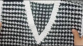 كروشيه توب بنقشة تريند الشتاء how to crochet a houndstooth vest [upl. by Bettine328]