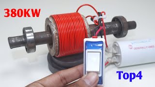 At Home 380KW Free Energy Generator Top4 Homemade Self Running 220V Free Electricity Generator [upl. by Ssidnak]