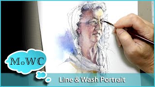 Portrait in Line amp Wash with Loose Color – Inktober 2019 [upl. by Ogram]