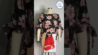 HOW TO MAKE A SIMPLE DARTLESS BLOUSE WITH A BATEAU NECKLINE AND OPEN TIE SLEEVES youtubechamps [upl. by Evilo]