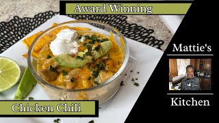 Award Winning White Chicken Chili  Chili Recipe  Matties Kitchen [upl. by Harriot694]