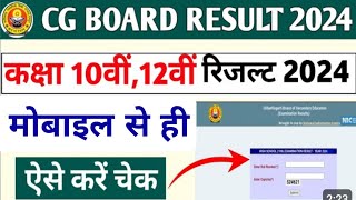 chhattisgarh board 10th 12th results kaise dekhe cgbse result 2024 CG Board exam results [upl. by Aitselec]