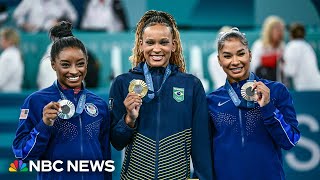 Biles wins silver in gymnastics floor her fourth medal in Paris [upl. by Curren]