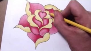 How To Draw a Simple Rose Design With a Heart [upl. by Tews]