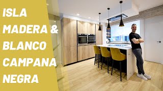 Cocina con Isla Moderna Madera y Blanca CJR [upl. by Doig]