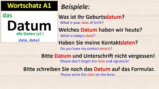 Wortschatz A1 Datum [upl. by Kuebbing493]