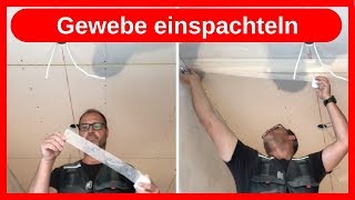 Trockenbau Fugen spachteln Gewebe Fugenband einspachteln Glasgewebestreifen  Dachausbau DIY [upl. by Gombach]