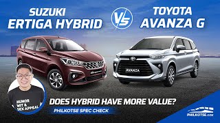 Suzuki Ertiga Hybrid vs Toyota Avanza G  Philkotse Spec Check w English subtitles [upl. by Prent134]