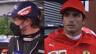 Drivers React live To Lando Norris High Speed Crash Carlos Sainz and Fernando Alonso  F1 Grid [upl. by Aidam]