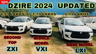 Dzire Facelift 2024 Base Model Lxi vs Vxi vs Zxi  Dzire Facelift 2024 Price  Features [upl. by Idolah26]