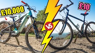 £10 MTB VS £10000 MOUNTAIN BIKE [upl. by Seed982]