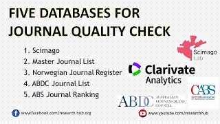 Journal Quality Check  Scimago Master Journal List Norwegian Register ABDC List ABS Ranking [upl. by Rosemarie229]