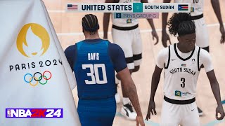 USA vs South Sudan  Olympics 2024 Basketball  Group C  NBA 2K24 [upl. by Froemming571]