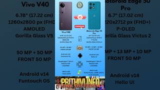 Vivo V40 Vs Moto Edge 50 Pro Full Comparison ⚡shortsviral shorts [upl. by Ellives93]