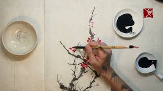 Ink Brush Cherry Blossoms｜Chinese Painting｜Tattoo Art｜TimeLapse｜Drawing｜Joey Pang｜JP Tattoo Art [upl. by Uria]