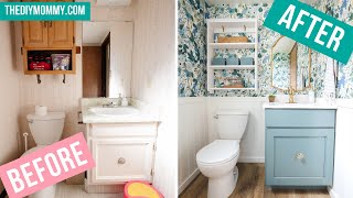 BudgetFriendly Transformation Small Bathroom Makeover with Striking Statement Wallpaper [upl. by Tasha]