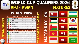 WORLD CUP QUALIFIERS 2026 ASIA  AFC QUALIFIERS ROUND 3  FIXTURES amp STANDINGS  MATCHDAY 6 [upl. by Valerie964]