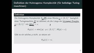 Bachelorarbeitsvortrag zum Thema KolmogorovKomplexität [upl. by Akenal771]