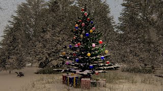 Weihnachtsmann mit Rentierschlitten Weihnachtsbaum Geschenken Wald Winterlandschaft als 3D Animation [upl. by Onairam]