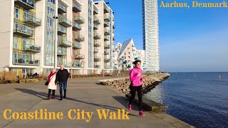 Sunny Coastline Scandinavian City Walk  Aarhus Denmark  Scandinavian Walking Tour 4k [upl. by Ecnerewal]