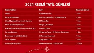 2024 YILI RESMİ TATİL VE DİNİ GÜNLER [upl. by Ninahs934]