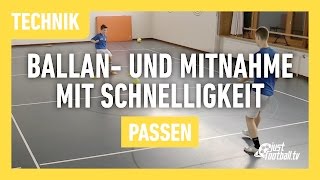 Fussballtraining Ballan und Mitnahme mit Schnelligkeit  Ballkontrolle  Technik [upl. by Nesnar]