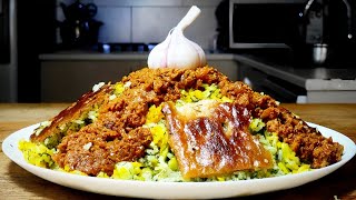 Iranian food cooking asmr baghali polo with meat sauce and pleasant sound [upl. by Ardnosac]