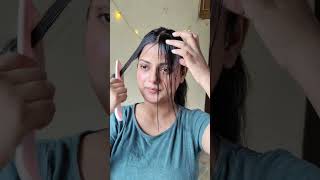 Cutting my Curtain bangs shorts haircut goviral [upl. by Aelanej26]