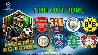 Pronósticos Deportivos Champions League 1 De Octubre Predicciónes Deportivas Champions League [upl. by Sell]