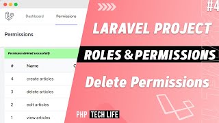 Laravel Roles amp Permissions Project  4 Delete Permissions  Spatie  PHP Tech Life Hindi [upl. by Asillam334]