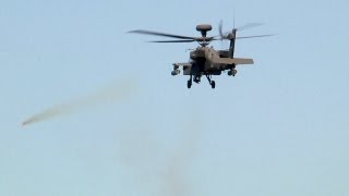 AH64 Apache Helicopter in Action  Rocket Launch Machine Gun Live Fire [upl. by Alber]