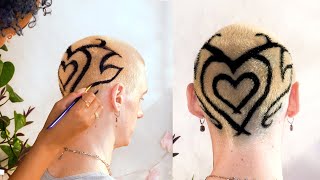 Bleaching Buzzing and Dyeing My Boyfriends Head  Tattoo Style Buzzed Hair Dye Tutorial [upl. by Edmond]