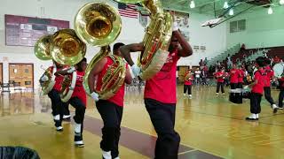 Nansemond River HS marching in  Kings Fork HS Battle of the Band 51118 [upl. by Einohpets]