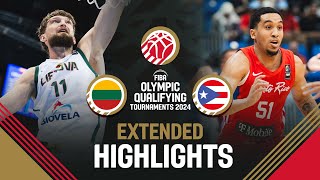 Final Lithuania 🇱🇹 vs Puerto Rico 🇵🇷  Extended Highlights  FIBA OQT 2024 Puerto Rico [upl. by Nnewg]