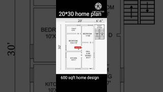 2030 home plan  600 sqft home design viral shorts shortvideo construction trending [upl. by Nannahs]