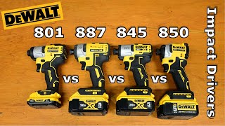 Top Best Dewalt Impact Driver Comparison Part 1  DCF845 vs DCF850 vs DCF887 vs DCF801 [upl. by Iret]