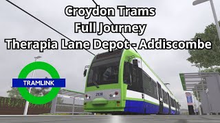 Roblox Croydon Trams Full Journey from Therapia Lane DPT to Addiscombe [upl. by Nibbs]