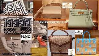 WHATS NEW IN Fendi X Marc JacobsYSLHermèsBurberryLUXURY SHOPPING VLOG IN LONDON [upl. by Noryk]