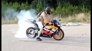 Honda CBR SportBike  Exhaust SOUND BURNOUT WHEELIE STOPPI Fireblade Repsol Ep 06 [upl. by Karena67]