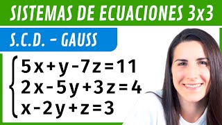 SISTEMAS de Ecuaciones 3x3 SCD ✅ Método de GAUSS [upl. by Eldin]