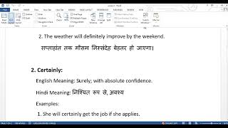 These are two words quotDefinitely amp Certainlyquot with meaing  examples and Hindi Meaning [upl. by Mharba]